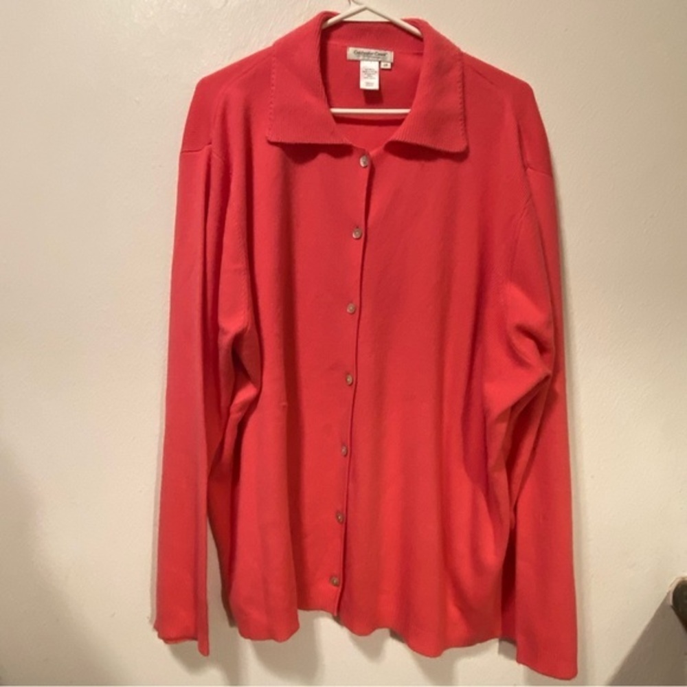 ColdWater Creek Sweater Women’s 3X‎ Pink Button Up Collared Botton Slit